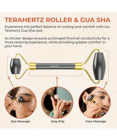 Authentic Terahertz Gua Sha & Facial Roller Set - Reduce Puffiness Improve Wrinkles & Relieve Tension - Best Eye Massage Tool - Buy Online on GoSupps.com