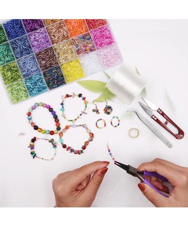 EuTengHao 9600pcs Glass Bugle Seed Beads Kit for DIY Jewelry Making - 7mm, 24 Colors with Crystal String - Buy Online on GoSupps.com