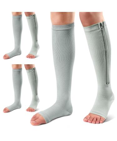 Ailaka 3 pairs of compression socks with zipper 15-20 mmHg Medical knee socks for men and women open toe socks for varicose veins edema recovery pregnant nurse large/X-large (3 couples) gray - Buy Online on GoSupps.com