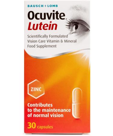 Ocuvite Lutein Supplement by Bausch + Lomb | Lutein with Zinc, Copper, Vitamin C & E | 30 Count Capsules - Buy Online on GoSupps.com