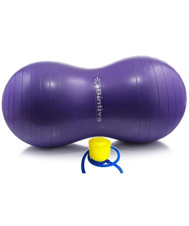 bintiva Anti-Burst Peanut Ball, Including a Free Foot Pump, for Labor, Physical Therapy, Fitness, and Exercise Purple 40x80 cm