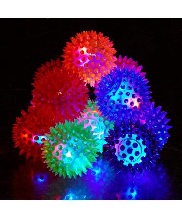 Relaxdays Hedgehog Ball Set of 12 - Colorful LED Bouncy Balls for Kids - 4 Flashing Colors 6.5 cm - Buy Online on GoSupps.com