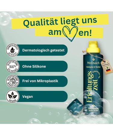 MeDusch Shower foam cold time 200 ml the cold bath for the shower Made in Germany cold shower with menthol and eucalyptus oil natural and sustainable 200 ml pack of 4 - Buy Online on GoSupps.com