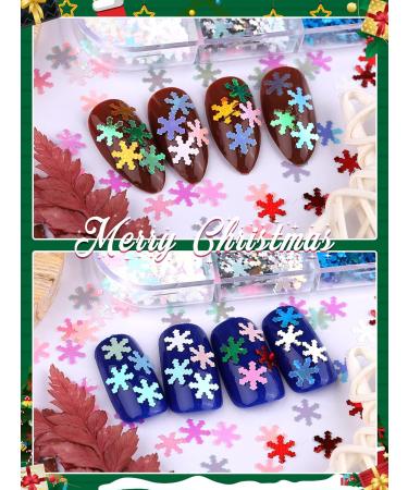 Ebanku 12 Grid Christmas Snowflake Nail Glitter | Sparkly Decoration for Holiday Parties - Buy Online on GoSupps.com