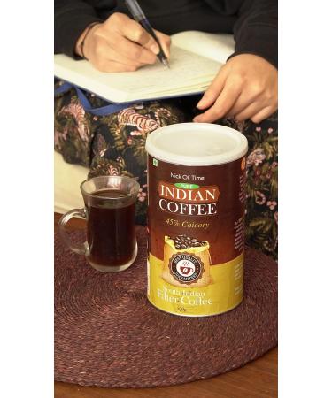 Nick Of Time South Indian Chicory Filter Coffee (55:45 Coffee Chicory Ratio) 100% Arabica AA Grade Dark Roast | Balanced Flavor & Aroma (500g|17.63 oz) - Buy Online on GoSupps.com