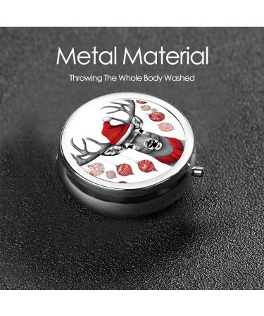 Buy Funny Christmas Moose Round Pill Box | 3 Compartment Portable Travel Medicine Organizer | Festive Pill Case for Vitamins & Tablets - Buy Online on GoSupps.com