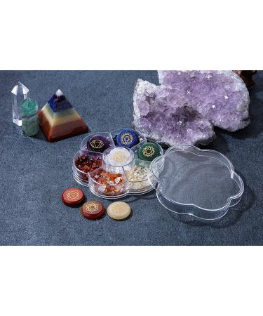 PESOENTH Natural Chakra Stones Set for Reiki & Meditation - 7pcs Engraved Chakra Symbols & Gemstone Clips - Buy Online on GoSupps.com
