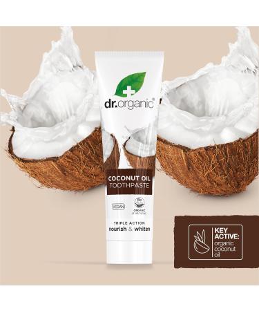 Dr. Organic Coconut Oil Whitening Toothpaste - 100ml | Natural Teeth Whitening & Fresh Breath | International Shipping Available - Buy Online on GoSupps.com