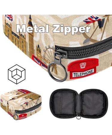 Menstrual Bag Zipper for Women & Girls - Retro London UK Flag Tampon & Napkin Pouch - Buy Online on GoSupps.com