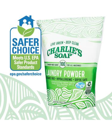 Charlie's Soap Laundry Powder - 100 Loads, Fragrance Free, Hypoallergenic & Eco-Friendly - Buy Online on GoSupps.com