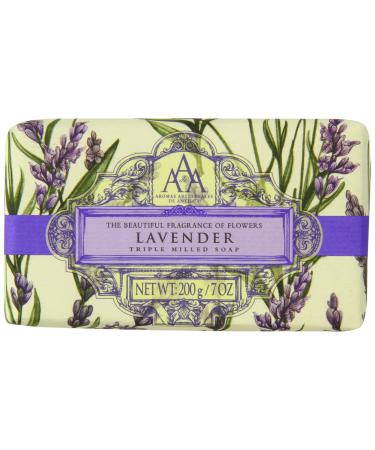 AAA Floral - Triple-Milled Luxury Soap Bar - Lavender - 200 g / 7 oz (SLS and Paraben Free) Lavender 7 Ounce (Pack of 1)