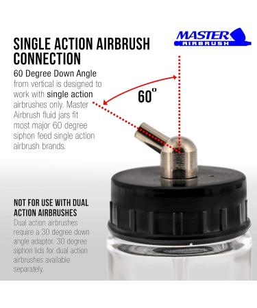 Master Airbrush 10-Pack TB-003 3/4oz Glass Jar Bottles with 60 Adaptor - Compatible with Single-Action Siphon Feed Airbrushes - Fits Badger, Paasche, Iwata - Buy Online on GoSupps.com