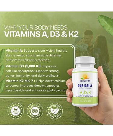 Daily Vites ADK Vitamin Supplement 5000 IU 180 Capsules High Potency Vitamin A D3 & K2-MK7 Physician Formulated for Bone Heart & Immune Support Non-GMO Gluten Free 6-Month Supply (2 Pack) 90 Count (Pack of 2) - Buy Online on GoSupps.com