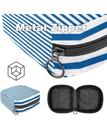 Women's Band Storage Bag | Large Capacity Menstrual Cup & Makeup Organizer - Blue & White Stripes - Buy Online on GoSupps.com