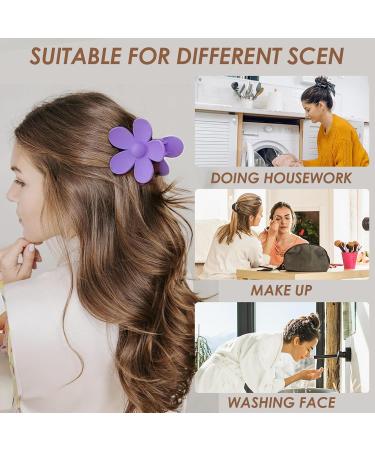 6-Piece Flower Hair Clips Set - Large Slipproof Claw Clips for Women | Matt Finish Assorted Colors - Buy Online on GoSupps.com