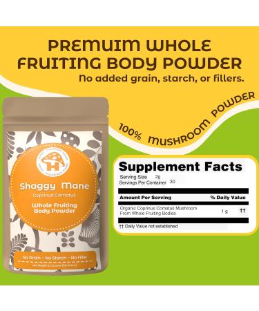 Coprinus Comatus - Shaggy Mane Mushroom Powder - Premium 100% Whole Fruiting Body - Supports General Wellness & Daily Vitality - Natural Mushroom Supplement Vegan No Fillers - 8oz Jar - Buy Online on GoSupps.com