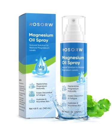 AOSORW Pure Magnesium Oil Spray - Natural Topical Magnesium for Nighttime Comfort Sleep - Non-Greasy for Feet Hands and Body - 4.8 fl oz (Pack of 1)