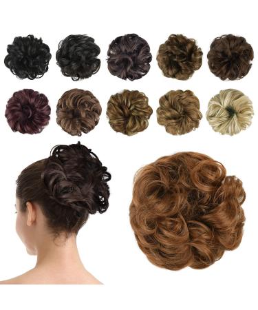 BARSDAR Synthetic Hair Bun Extensions Hairpiece Messy Hair Scrunchies for Women Updo ponytail Extensions - Light Auburn 2.75 inch (Pack of 1) 30# - Light Auburn