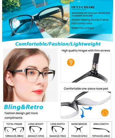 OCCI CHIARI Blue Light Blocking Photochromic Reading Glasses - 1.5x Large Sunglasses Readers (1.0-4.0) - Stylish & Comfortable Black/Clean Design for Eye Protection - Buy Online on GoSupps.com