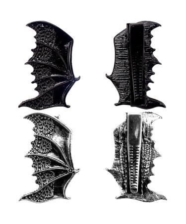 4pcs Metal Bat Wings Hair Barrettes Devil Gothic Hair Clips Halloween Hair Clip for Party Costume Vintage Style