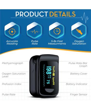 BEC PULSE OXIMETER - Includes 2x AAA lanyard and user manual. For Adults and Children - Buy Online on GoSupps.com