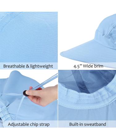 Solaris Women's Sun Hat with Neck Flap - Blue | Large Brim, UV Protection, Foldable | Perfect for Fishing, Hiking - Buy Online on GoSupps.com