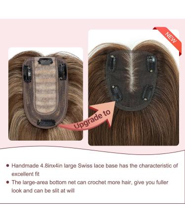100% Real Human Hair Topper for Thinning Hair Women - 12 Medium Brown with Warm Highlights - Buy Online on GoSupps.com