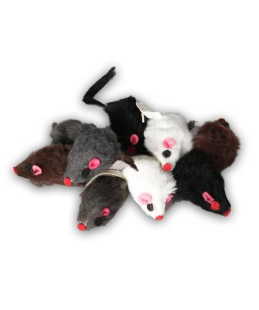 EBI real fur toy mouse ideal activity for cats fur mice in a set 5 cm each (9 pieces with rattle)