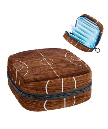 Women's bonds Storage bags Stillpad Halter Basketball Court On old wood pattern portable period kit pocket feminine product bag for women girls color2