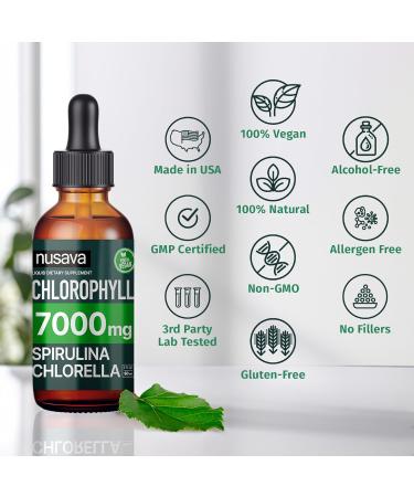 Buy 2 Pack Vegan Chlorophyll Liquid Drops - 7000mg for Immune Support Energy & Skin Health - 4-in-1 Formula with Spirulina Chlorella & Copper - 100mg per Serving - 4 Fl Oz - Buy Online on GoSupps.com