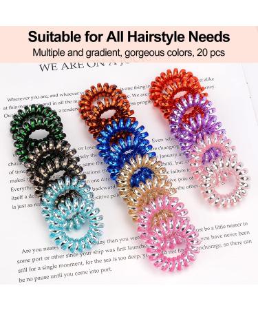 JessLab Spiral Hair Ties 20 Pcs - Traceless Phone Cord Hair Accessories for Girls & Women - No Crease Plastic Coil Ponytail Holders - No-Damage Headband - Lustrous Finish - Buy Online on GoSupps.com