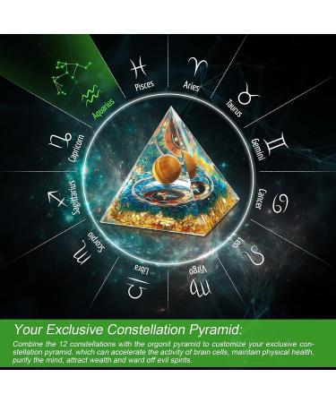 HuiJuKeJi Healing Crystals Aquarius Orgonit Pyramid - Zodiac Constellation Gifts with Tiger Eye Crystal - Astrology Energy Healing 6cm - Buy Online on GoSupps.com