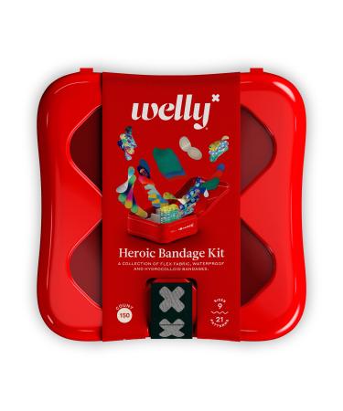 Welly Bandages | Heroic Kit - Bravery Badges | Adhesive Flexible Fabric Waterproof and Hydrocolloid | Assorted Shapes and Patterns for Minor Cuts Scrapes and Wounds | First Aid Box - 150 Count
