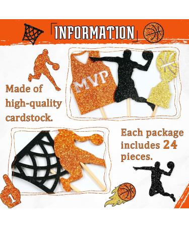 Basketball Cupcake Toppers Basketball Cake Decorations Sports Cupcake Toppers Basketball Cake Topper Basketball Birthday Decorations for boys Basketball Cake Picks 24PCS - Buy Online on GoSupps.com