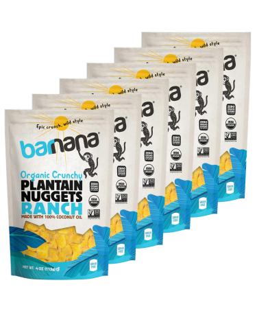 Barnana - Organic Plantain Nuggets, Ranch, Healthy Treat For The Whole Family, Made With Coconut Oil, Savory Plantain Snack, Grain-Free, Paleo, Gluten-Free, USDA Organic (4 oz, 6-Pack)