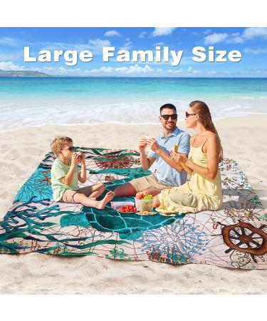 Gusgopo Beach Blanket 79''x83'' Waterproof Sandproof Picnic Blanket for 4-7 Adults - Large, Lightweight & Portable Beach Mat for Travel, Camping - Sea Turtle Design - Buy Online on GoSupps.com