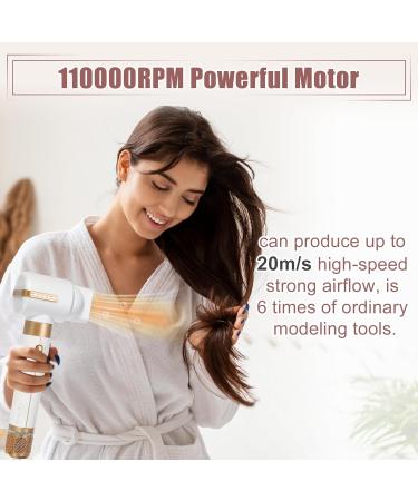 VOCOSTE 7-in-1 Hair Dryer Brush - 1400W Hot Air Brush with Adjustable Heat & Speed Fast Heating Ideal for All Hair Types - White Gold Tone - Buy Online on GoSupps.com