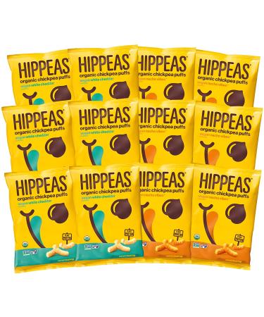 HIPPEAS Organic Cheeze Chickpea Puffs Variety Pack - 12 Count Vegan, Gluten-Free Protein Snacks (1.5 oz) - Buy Online on GoSupps.com