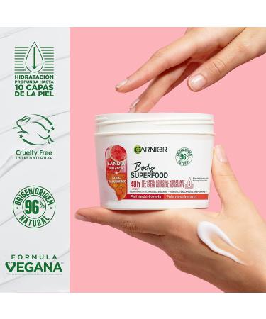  Garnier Garnier Body Superfood Hydrating Body Cream with Watermelon and Hyaluronic Acid for Dehydrated Skin 48 Hour Hydration 2x380ml - Buy Online on GoSupps.com