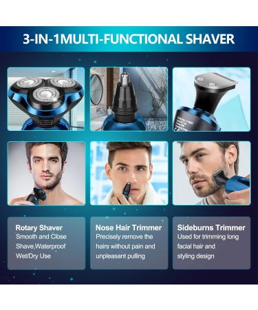 2024 Electric Shavers for Men - Waterproof Cordless Rechargeable 3D Rotary Razors | Best Gifts for Husband Dad & Boyfriend - Bright Blue - Buy Online on GoSupps.com