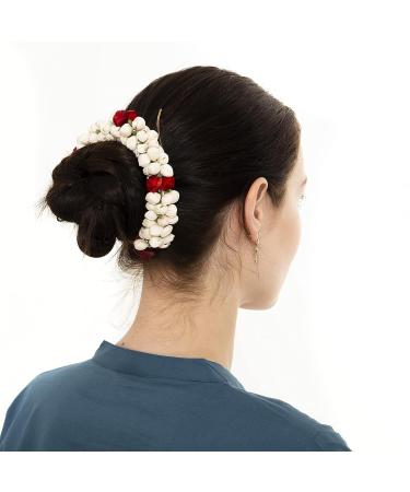 Indian Traditional Style Red and White Hair Accessories by Aakarshana Jewels - Buy Online on GoSupps.com