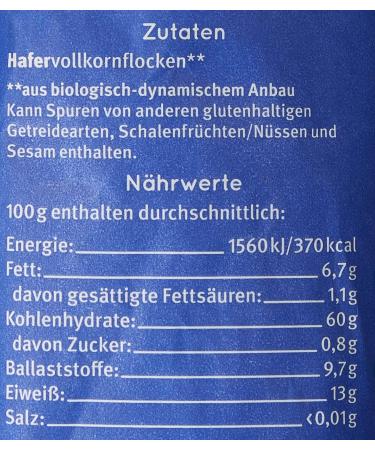 Bauckhof Flocons d'avoine - Demeter de grosses feuilles - 500 g - Buy Online on GoSupps.com