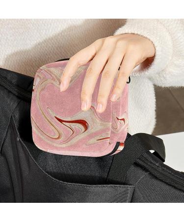 Menstruation Pad Bag with Zipper | Women's Napkin & Tampon Collection Bag - Golden Pink Marble | Stylish & Functional Travel Accessory - Buy Online on GoSupps.com