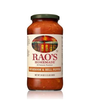 Rao's Homemade Mushroom and Bell Pepper Sauce, 24 oz, Tomato Sauce, All Purpose, Keto Friendly Pasta Sauce, Premium Quality Tomatoes from Italy, Mushrooms, and Bell Peppers