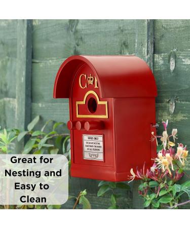 Wrenbury Post Box Birdhouse - Traditional Letterbox Design for Small Birds | Weather Resistant UV Resin | Ideal for Robins, Wrens, Finches, Blue Tits, and Sparrows - Buy Online on GoSupps.com