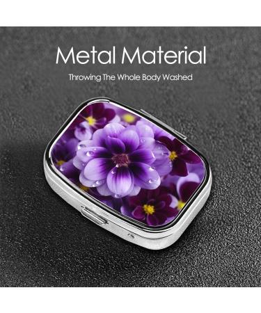 Purple Flower 2 Compartment Pill Case | Cute Travel Pill Organizer & Purse Pill Box - Perfect Gifts - Buy Online on GoSupps.com