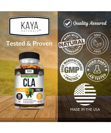 Kaya Naturals CLA Capsules Conjugated Linoleic Acid Non-GMO & Gluten-Free (60 Count (Pack of 1)) - Buy Online on GoSupps.com