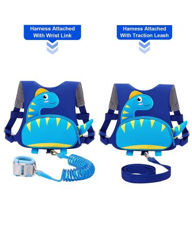Accmor Toddler Leash Harness - Cute Dinosaur Design | Anti-Lost Wrist Link for Kids 1-4 Years | Blue Walking Strap Belt for Outdoor Activities - Buy Online on GoSupps.com