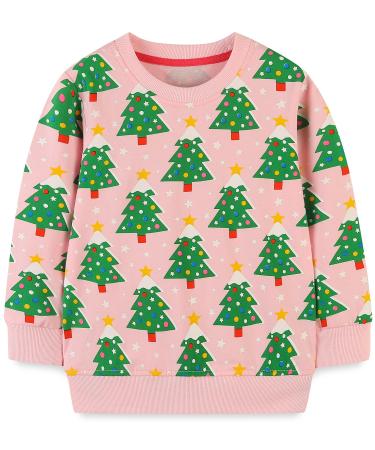 Girls Sweatshirt for Kids Cotton Top Casual Jumper Girl T Shirt Toddler Clothes Long Sleeve Pullover Age 1-12 Years 1-2 Years Christmas Trees
