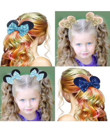 6 Pack Mouse Ears Hair Bows Scrunchies - Velvet Sparkle Sequin Hair Accessories for Kids and Adults - Perfect for Cosplay, Vacation, Party - Style 1 - Buy Online on GoSupps.com